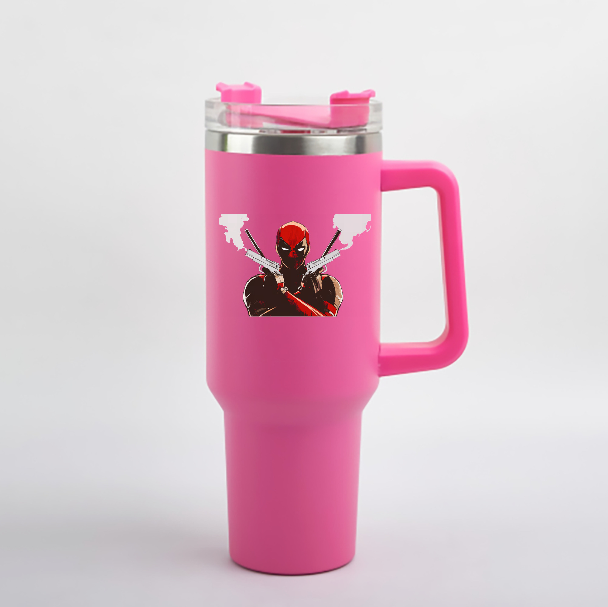 （画像用） Deadpool デッドプール 1200mL車用タンブラー - クリスタルステッカー（プラスチックストロー付き）